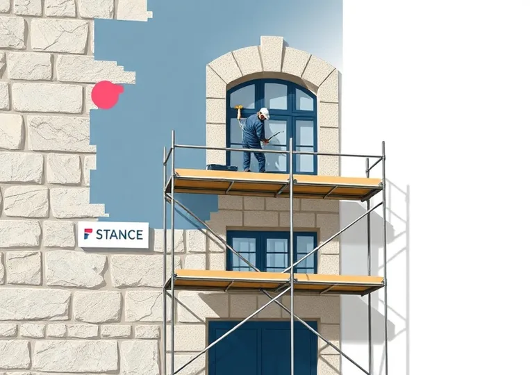 Ravalement de façade en pierre, nettoyage et application d'enduit