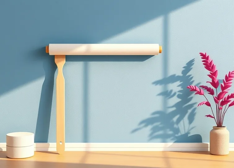 Pose de papier peint, rouleau et brosse à maroufler